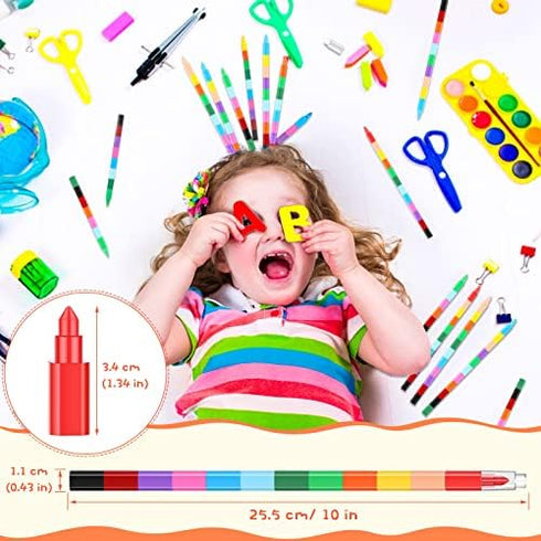 72 12 Gersoniel Pieces Stackable Crayons Stacking Buildable Crayons Colors Colorful Stackable Pencils Party Favors DIY