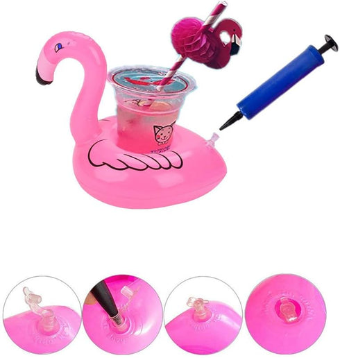 14 Pack Inflatable Flamingo Drink Holder, Pool Floats Cup Holder, Floating Coasters for Water Fun Party