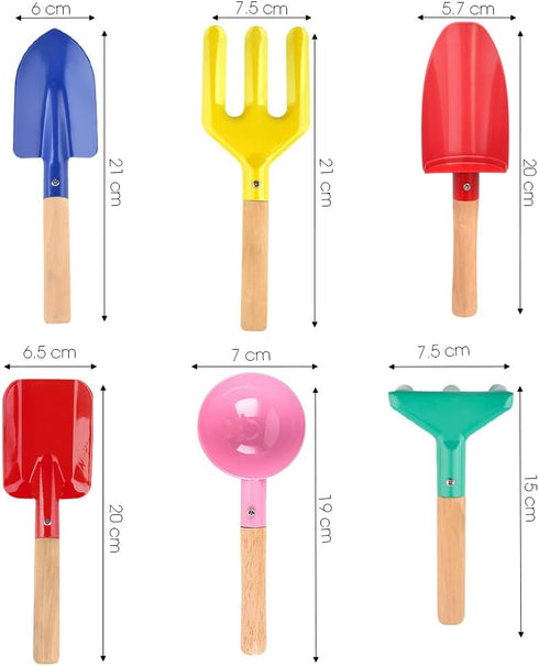 UMUACCAN 8'' Set,Spoon, Shovel6 Beach Toys for Kids,Beach Sand Toys, Metal Sandbox Toys with Sturdy Wooden Handle,Safe