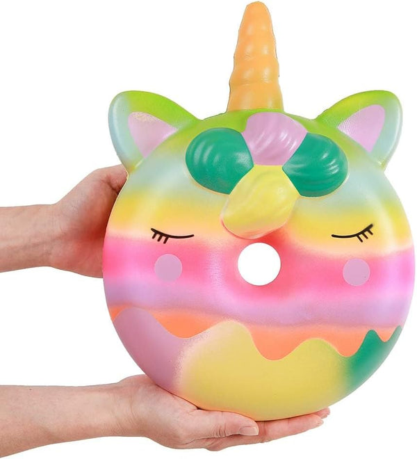 Anboor 13 Inches Squishies Jumbo Unicorn Donut Kawaii Soft Slow Rising Scented Giant Doughnut Stress Relief Toy