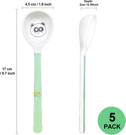 Shopwithgreen 5 PCS Bamboo Kids Spoons Set, BPA Free, Children Utensils Flatware Cutlery Set