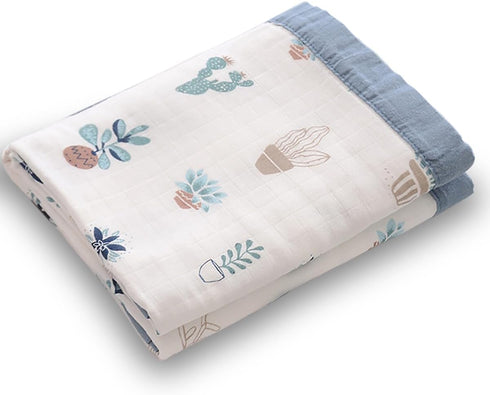 Muslin Soft Swaddle Blankets, Baby Quilt for Boy Girl Toddler Daycare, 43X45 inches (Potted Plant)