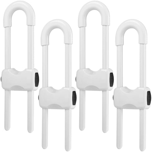 4Pcs U-Shaped Cabinet Locks for Baby Proofing, Child Safety Latches for Handles, Drawers, Closet, Fridge, White