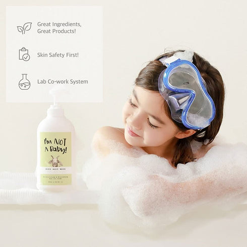 16.9 Oz I'm NOT A Baby! Kids Body Wash Dermatologist Tested, Allergen free, Cruelty-free, PETA, Gentle for Kids, Goat