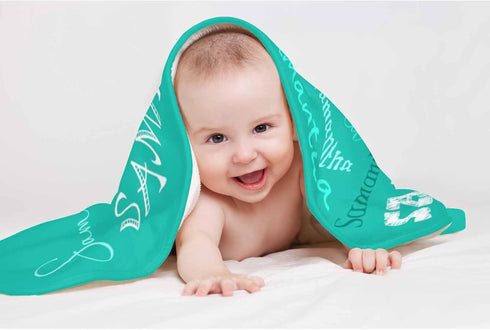 80x60inch D-Story Personalized Baby Blankets with Names, Custom Baby Girls Blanket Initial Swaddle Blanket