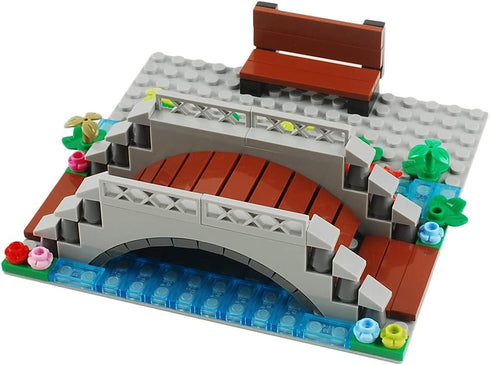 BAENRCY Arch Bridge Pond Building Blocks Fountain Accessories Street Set DIY Building Bricks Kit (Big)