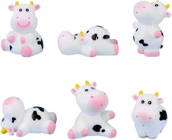 MAOMIA 6 Pcs Cow Figures for Kids, Cute Animal Toys Set, Cake Toppers Miniature Figurines Collection