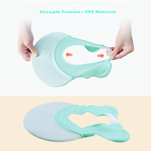 Topwon Baby Shampoo Shower Cap, Adjustable Silicone Visor Hat for Toddler, Ears Protection, Green