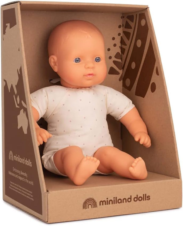 Miniland Doll 12 5/8'' Caucasian Soft Body (Box) - Made in Spain, Quality Inclusion