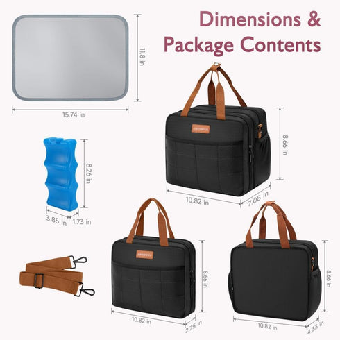 HavenMinds Pack, Detachable Breast Milk Cooler Travel Bag with Ice Double Layer Breast Pump Bag Compatible for Wearable