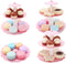 Food Pretend Play Toy Set, Sweet Treats 3-Tier Colorful Cookies Desserts Tower for Kids