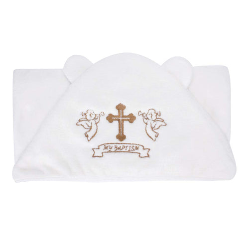 ESTAMICO Unisex Baby Plush Hooded Bath Towels with Embroidery Cross and Cute Ears for Infants, Toddlers & Kids