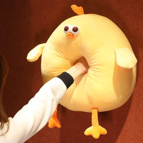 Funny Fat Chicken Plush Pillow - 17.7" Super Soft Simulation Mother Hen Doll, Cute Neck Pillow for Boys, Girls