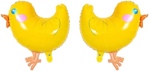BinaryABC Chicken Mylar Foil Balloon, Easter Birthday Party Decorations, 5 Pcs