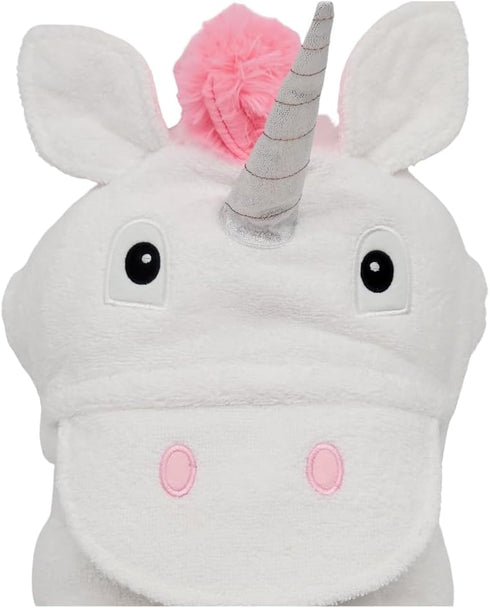 2-8 100% Hooded Baby Towel for Kids | Large Cotton Baby Towel for Girls or Boys in White | Cute Unicorn Bath Towels