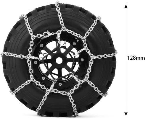 4Pcs Wheel Tires Metal Snow Chains - 1.9/2.2inch for 1/10 TRX-4 Axial SCX10 90046 RC Crawler Car (130MM)
