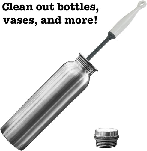 2-Pack 12-Inch Iconikal Silicone Bottle Brush, Gray Clean Water Bottles, Shakers, Mixers