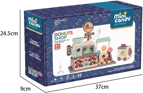 yoliyogo 34pcs Playset Pretend Play Donut Toy Candy Store Toy Realistic Functional Donut Oven with Lights and Sound