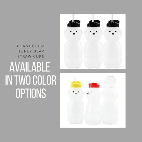 Cornucopia Brands Honey Bear Straw Cups, 3-Pack, 8-Ounce Therapy Sippy Bottles with Flexible Straws