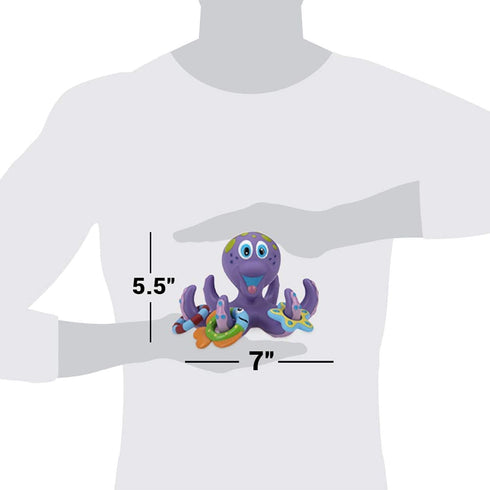 3 18+ Nuby Floating Octopus with Hoopla Rings - Baby & Toddler Bath Toy - No Hole Design Keeps Moisture Out - Fine
