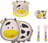 Kids Dinnerware Set, Bamboo 5 Pcs with Plate, Bowl, Cup, Fork, Spoon, Cow