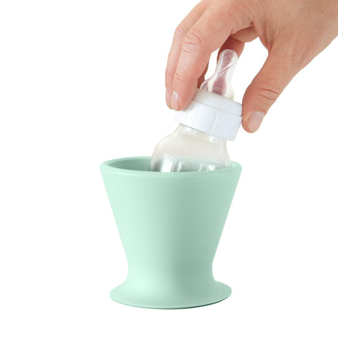 Boekee Baby Bottle Holder, Easy Hands Free Silicone Breast Pump Holder for One Handed Bottle Prep, Robins Egg, 1-Pack