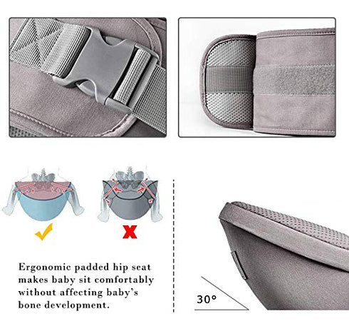 Lightweight Green Baby Hip Seat Carrier with Pockets