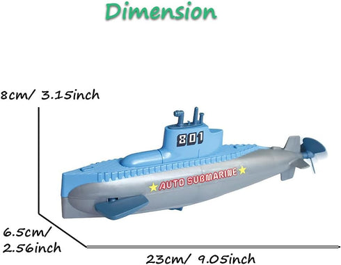 Miracland Wind-up Submarine Bath Toy, Battery-Free Clockwork Pigboat, Non-Toxic ABS Water Toy for Bathtub Pool Beach