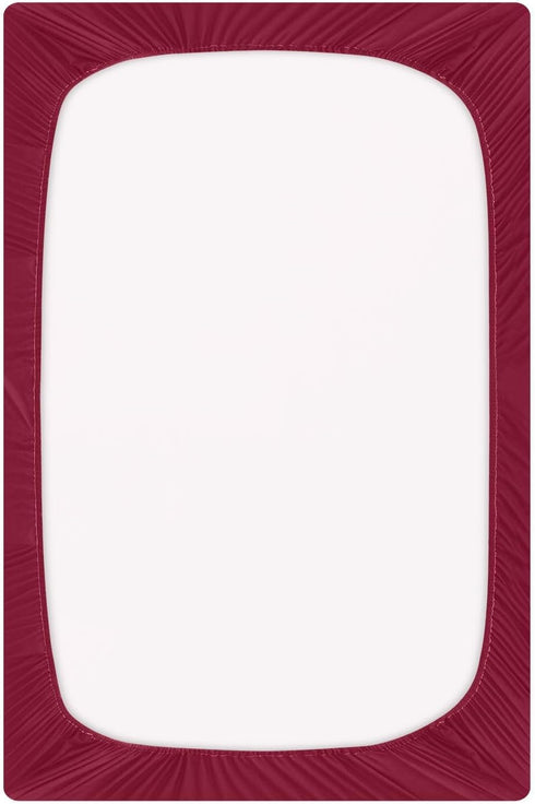 PaChyLuu 27"x39" Crib Sheets for Boys & Girls, Burgundy Solid Color Crib Sheet Ultra Soft Microfiber Fitted Sheets