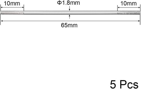 uxcell M2x65mm Pushrod Connector Stainless Steel Rod Linkage,for RC Boat,Car,Airplane,Helicopter,5pcs