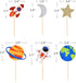 30pcs Outer Space Cupcake Toppers, Planet Party Supplies for Birthday Decorations with Rocket and Astronaut Themes