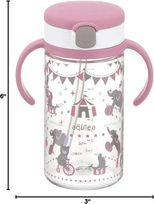 Richell Aqulea Outing Straw Mug, 320ml in Pink