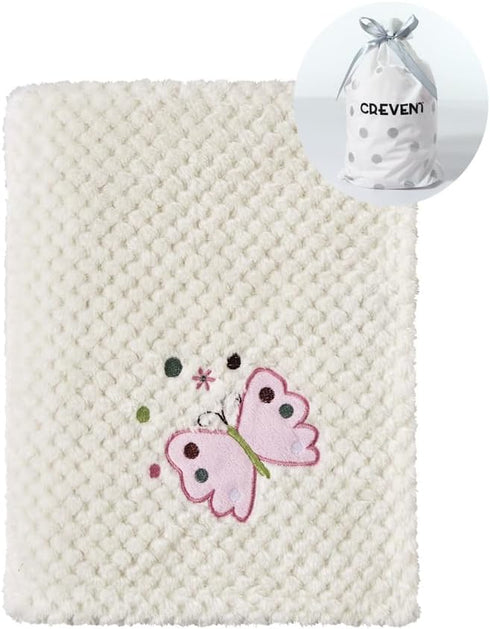 CREVENT Soft Cozy Baby Blankets for Boys Girls + Security Blanket, Set with A Gift Bag Newborn Essentials (Ivory) by CREVENT