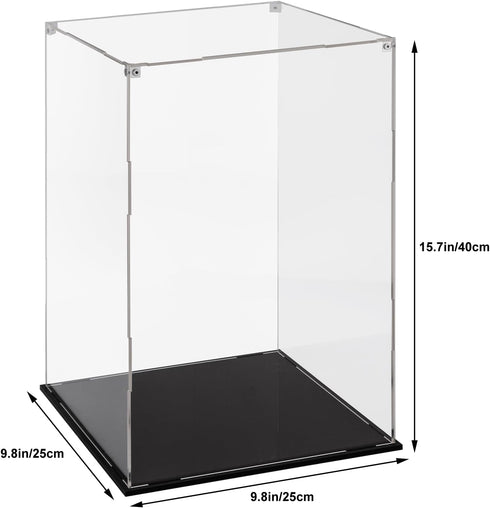 Cliselda 15.7 in Large Acrylic Display Case for Collectibles, Sturdy Clear Dustproof Protection Showcase
