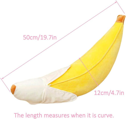 Banana Plush Pillow, Soft Food Plushie Hugging Pillow, Gift for Birthday, Valentine, Christmas (19.6 inches)