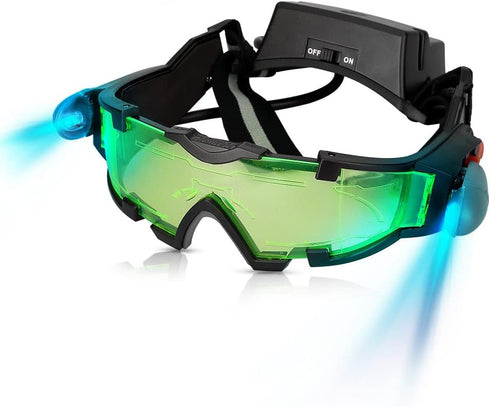 AGM Kids Night Vision Goggles - Adjustable Spy Gear Night Mission Goggles with Flip-Out Lights, Green Lens
