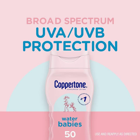 50, 8 oz. (Pack 2) Coppertone Water Babies Sunscreen Lotion, SPF