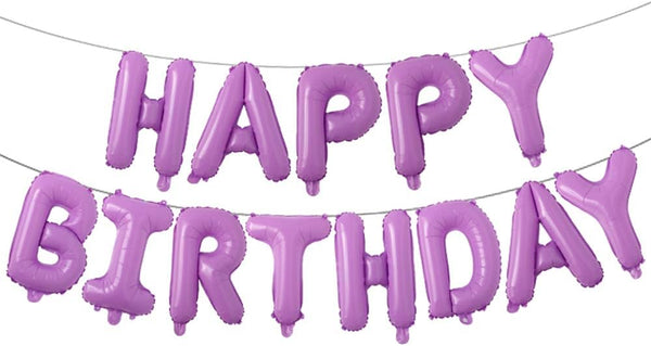 Aluminum Foil Happy Birthday Balloons Banner for Birthday Party Decorations and Supplies (Purple)