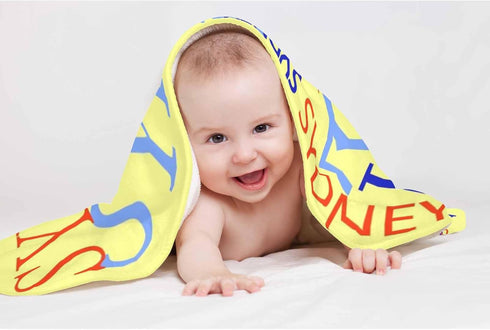 60x50inch D-Story Personalized Baby Blankets with Names, Custom Baby Girls Blanket Initial Swaddle Blanket