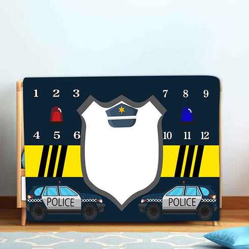 Baby Monthly Milestone Blanket, Police Theme Photography Background for Newborn Baby Shower, 60x40 inches