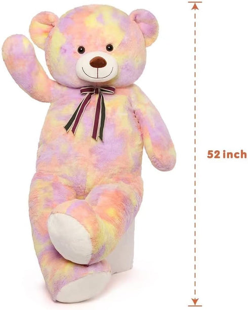 Tezituor 52'' Big Teddy Bear, Giant Stuffed Animal Plush, Rainbow Yellow Soft Gifts for Valentine, Christmas, Birthday
