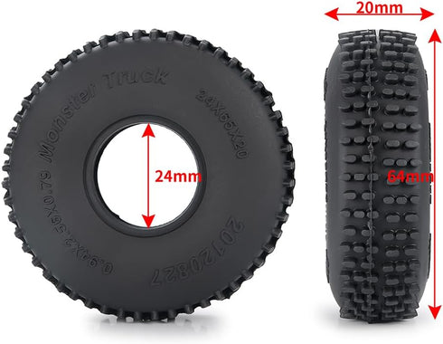 RCLIONS Rubber 1.0 Tires Multi Terrain Pin Crawler Tyre 65x20mm for TRX4M SCX24 RC Crawler Car