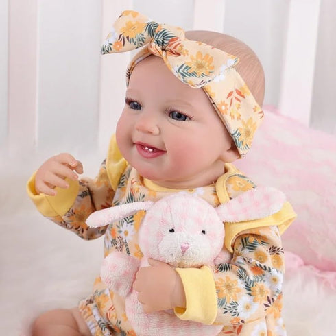 BABESIDE 3 Pcs Baby Doll Clothes for 17-22 Inch Dolls, Outfit Accessories with Floral Pattern for Newborn Girl, Yellow