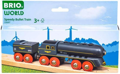33697 2-Piece Set 3+ BRIO World - Speedy Bullet Train - Engaging Wooden Toy Train | Ideal for Kids Age | Enhances Motor
