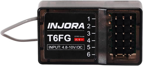 2.4GHz 6CH 1/8 1/10 TRX4 SCX10 Parts(T6FG) INJORA RC Transmitter Controler and Receiver with Gyro Remote Inside
