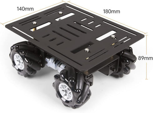 Mecanum Robot Chassis Car Kit - 360° Omnidirectional Wheel, Aluminum Alloy Frame, TT Motor, DIY Kit (Unassembled)