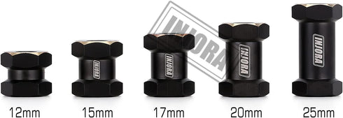 INJORA RC Hex Hub 12mm Brass Wheels Hex Hub Extension Black Drive Adapter for 1/10 RC Crawler