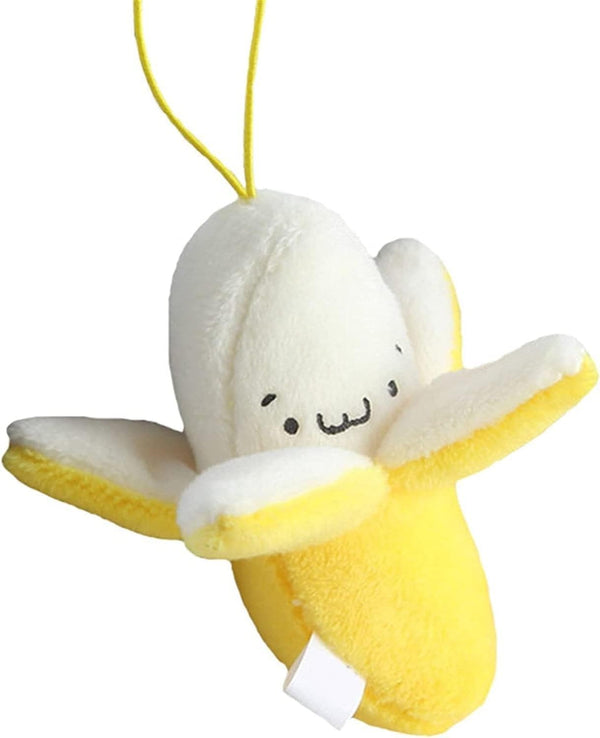 Yellow Peeling Banana Keychain, Plush Banana Man Doll Pendant for Decoration, Cartoon Birthday Gift