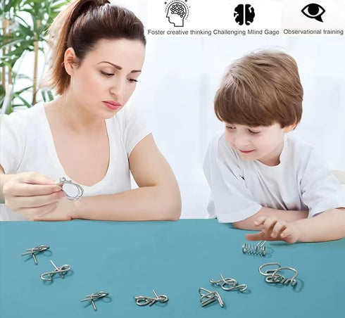 GEKELI Set 24 Metal Wire Puzzle of with Pouch,Brain Teaser IQ Test Disentanglemen Iron Link Unlock Interlock Game