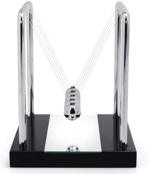 Newton's Cradle Balance Ball with Metal Pendulum Balls, Black Wooden Base Physics Science Ornaments for Desk